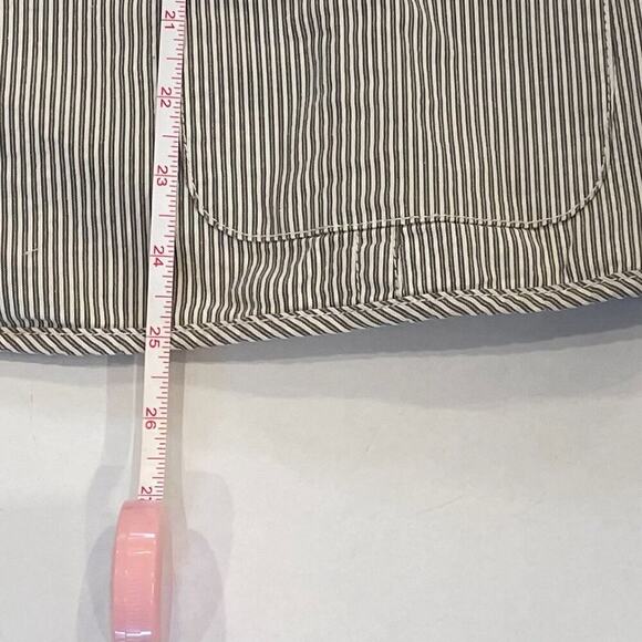 Chico's 2 Button Tan, White Textured Stripe Seersucker Jacket/Blazer, Size XL - Picture 15 of 15